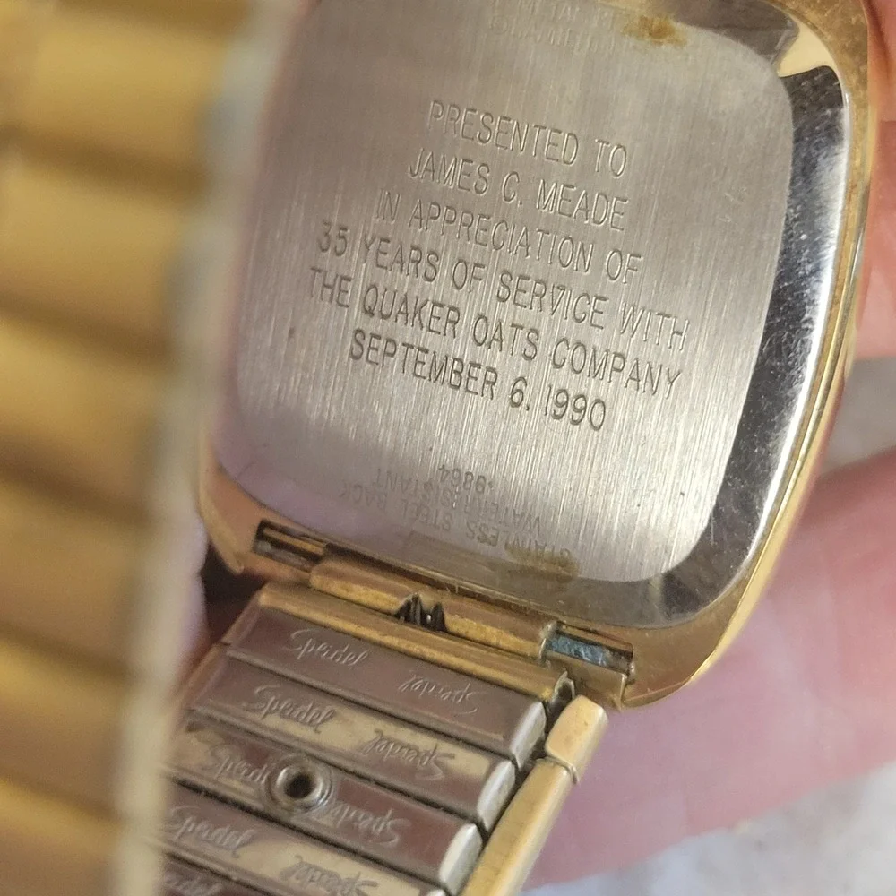 Hamilton Masterpiece Watch Mens OS Gold Excellent Quaker Oats 1990 Vintage Box